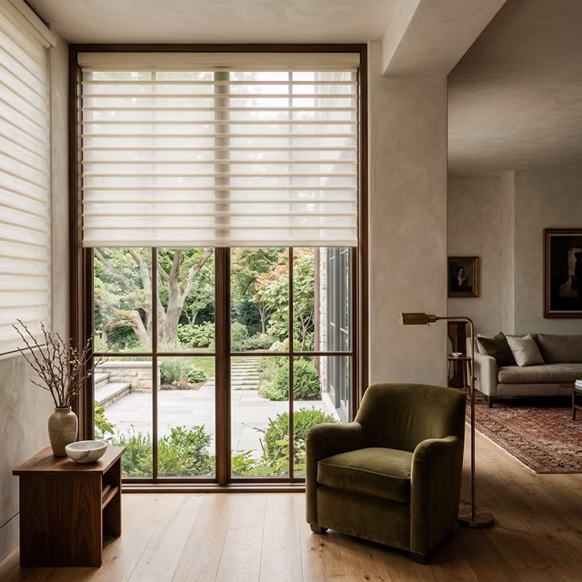 Aria® Fabric Blinds — custom window treatment installed in a Sonoma County home by La Grange Window Coverings, Windsor CA 95492