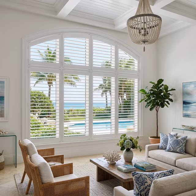 Palm Beach® & NewStyle® Shutters — custom window treatment installed in a Sonoma County home by La Grange Window Coverings, Windsor CA 95492