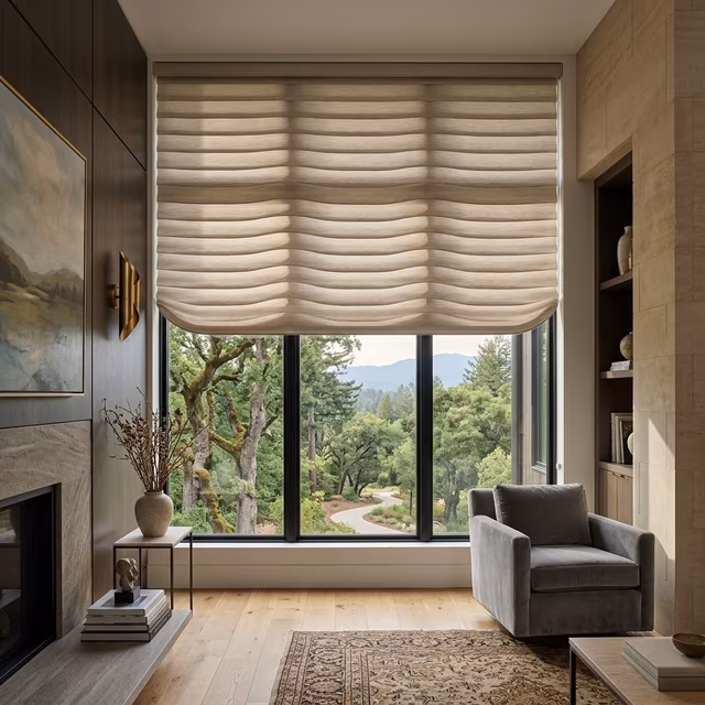 Sonnette® Cellular Roller Shades — custom window treatment installed in a Sonoma County home by La Grange Window Coverings, Windsor CA 95492